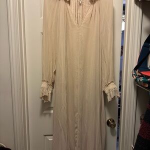 Anthropologie Cream Long Sleeve Sheer Maxi Dress